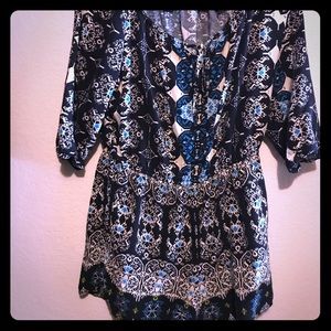 Long sleeve romper with shorts and pretty print